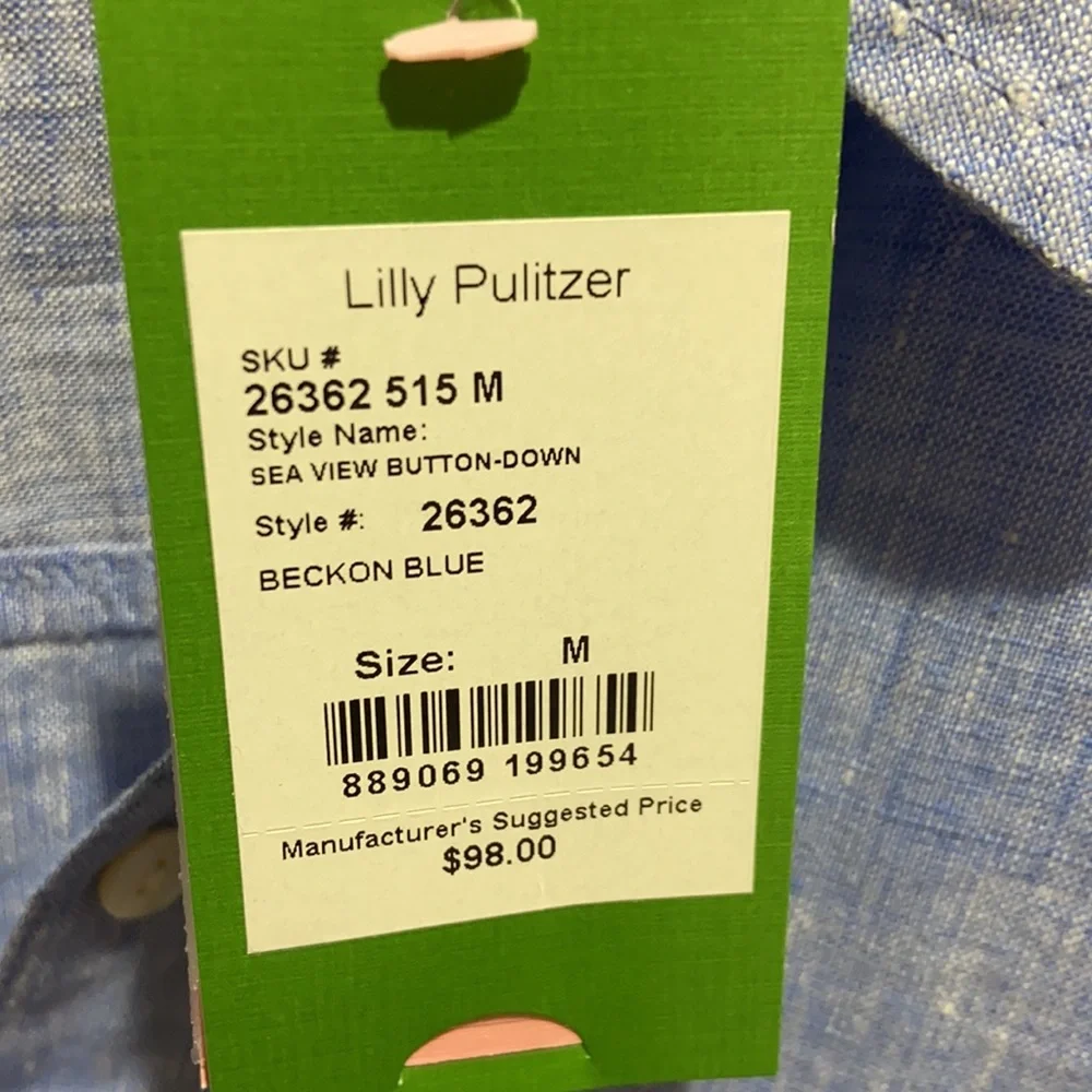 Lilly Pulitzer Light Blue Button-Up Linen Blouse - Picture 2 of 4